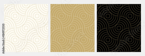 Pattern seamless circle abstract wave background stripe gold luxury color and...