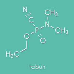 Sticker - Tabun nerve agent molecule (chemical weapon). Skeletal formula.