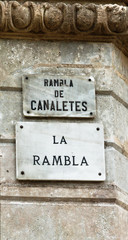 Wall Mural - Plaque Sign Street La Rambla