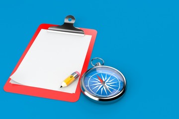 Canvas Print - Compass with blank clipboard