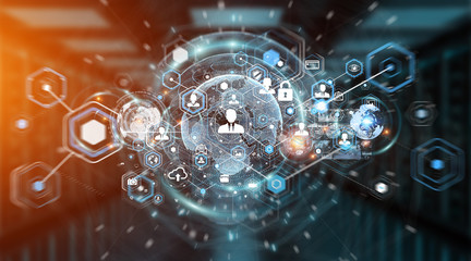 Aufkleber - Social media digital interface background 3D rendering