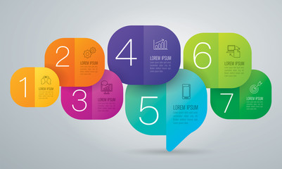 Aufkleber - Infographics design vector and business icons with 7 options.