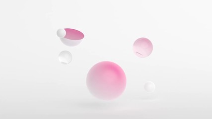 Poster - Seamless abstract motion of geometric shapes. Computer generated loop animation with spheres. Modern background design for poster, cover, branding, banner. 3d rendering 4k UHD