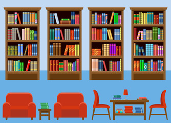 Library room. Interior. Books