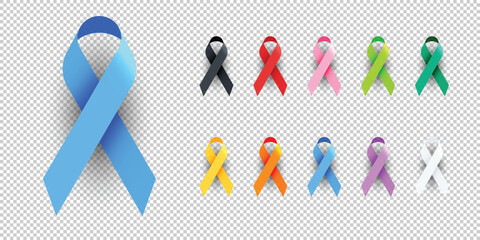 realistic colorful awareness ribbons design element banner emblem sign symbol vector illustration va