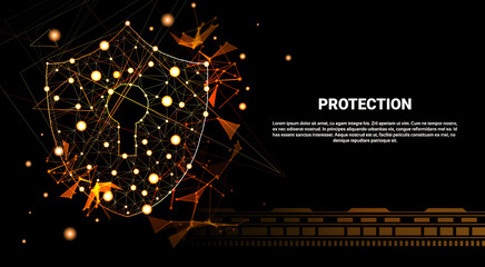 Poster - Shield Polygonal Over Dark Background Business Concept Of Data Security And Protection Vector Illustration