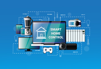 Aufkleber - smart home control system devices automation concept modern house technology vector illustration