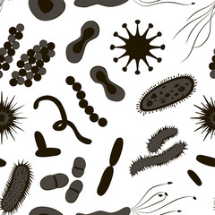 Bacteria, virus, germs icon pattern