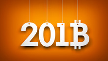 Bitcoin - Symbol Of Ney Year. New Year Illustration. 3d Illustration