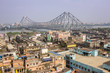 Howrah bridge - The historic cantilever bridge on the river Hooghly during the day in Kolkata, India. Top view photo