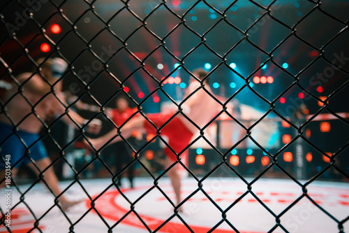 two mans fighting in klatka Tablou Canvas