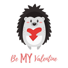 Canvas Print - Valentine's day  card with hedgehog