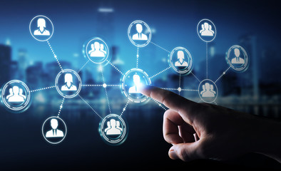 Poster - Businessman using social network connection 3D rendering