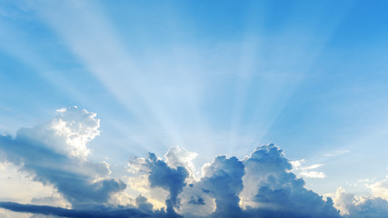 Beautiful cloudscape sunset with sun rays