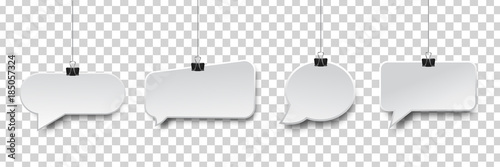 Fotomural Vector collection of realistic isolated hanging speech bubbles on the transparent background