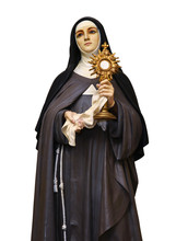 Saint Clare Of Assisi Statue  Isolated On White Background