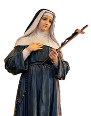 Wall Mural - Saint Rita of Cascia statue  isolated on white background