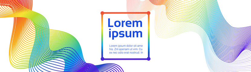 Poster - Colorful Waves Abstract Lines On White Background Soft Futuristic Smoothe Horizontal Banner Vector Illustration