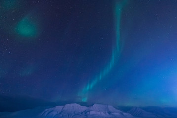 Wall Mural - the polar arctic northern lights aurora borealis sky star in norway svalbard in longyearbyen city th