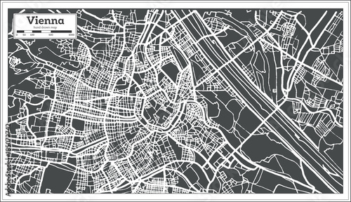 Fotomural Vienna Austria Map in Retro Style.