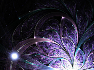 Wall Mural - Dark fractal flower, digital artwork for creative graphic design