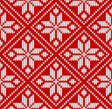 Seamless Winter Sweater Norway Red White Pattern Vector Illustration