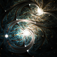 Wall Mural - Dark fractal swirly pattern, digital artwork for creative graphic design