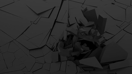 Poster - Abstract 3d rendering of cracked surface, computer generated background design with broken shape, wall destruction, modern cgi animation, 4k UHD