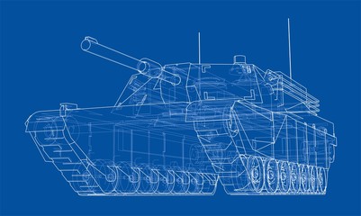 Wall Mural - Blueprint of realistic tank