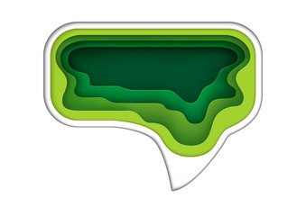 Poster - Green abstract speech bubble.For Eco friendly and environment conservation concept of paper art style.Vector illustration.