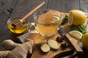 Wall Mural - ginger tea with mint and lemon