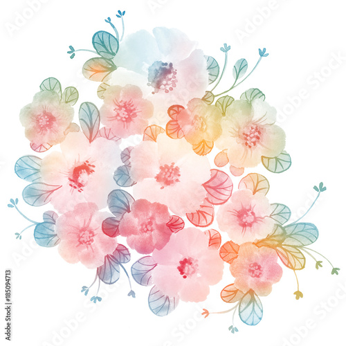 Flowers Watercolor Illustration With Wild Flowers Hand Painted