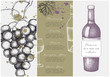 Vintage wine list.  Vector illustration with wine glass, grapes, bottle. Hand drawn alcoholic drink template. Bar menu design