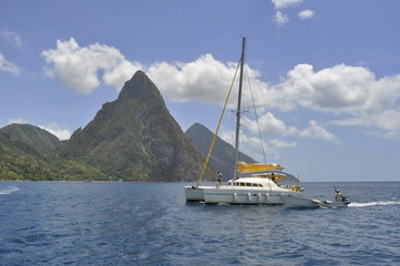 Wall Mural - A View of Piton Peaks, Saint Lucia