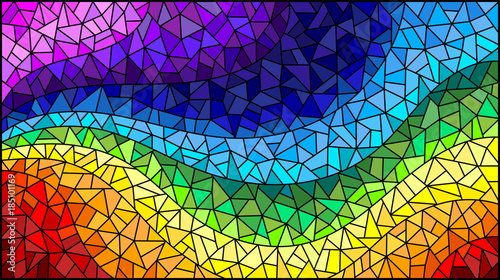 Naklejka tęcza  abstrakcyjne-tlo-witrazowe-kolorowe-elementy-ulozone-w-widmie-teczy