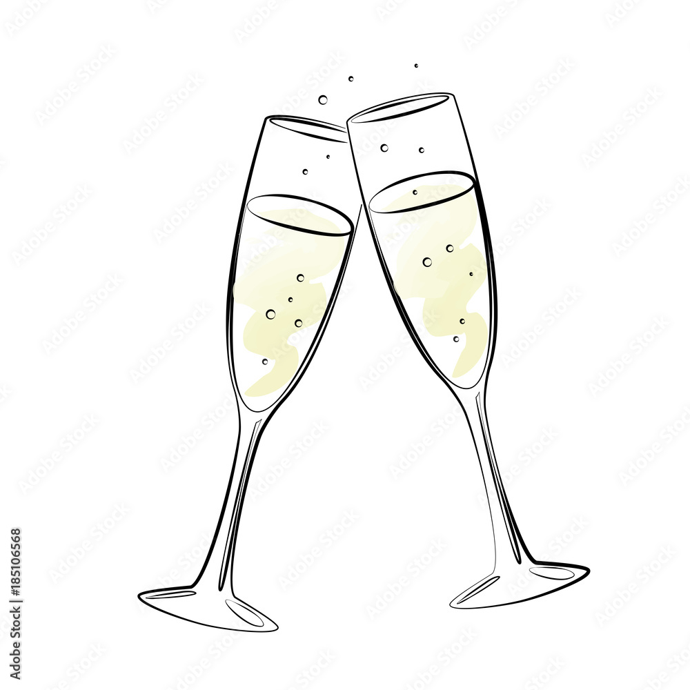 Sektgläser Zeichnung - Stock - GamesAgeddon