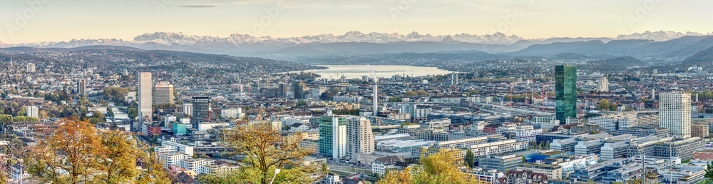 Panorama von Zürich - obrazy, fototapety, plakaty 