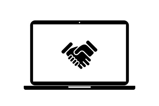 Laptop - Händeschütteln