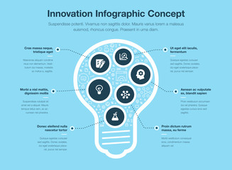 Aufkleber - Innovative infographic concept with light bulb isolated on blue background. Easy to use for your website or presentation.