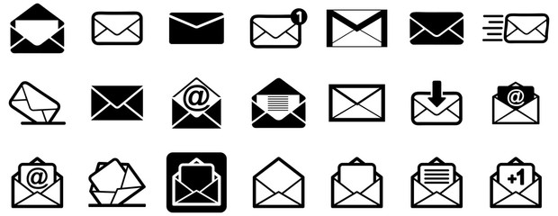 Fototapete - Black emails vector icon pack
