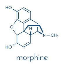 Morphine Pain Drug Molecule. Highly Addictive. Isolated From Opium Poppy (papaver Somniferum). Skeletal Formula.