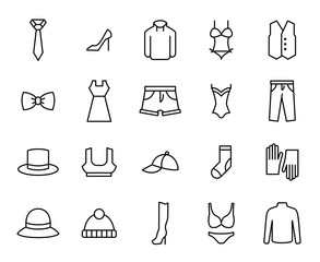 Poster - Simple collection of fashion related line icons.