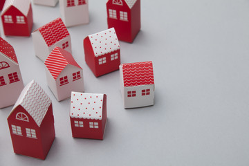 Collection of red and white houses background