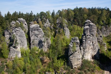 Sandstone rock towers Prachovske skaly in Bohemia paradise, Eastern Bohemia, Czech Republic