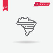 Map Of Brazil. Simple Flat Vector Icon.