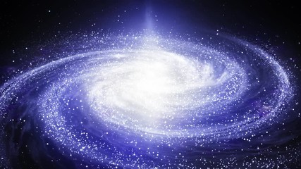 Wall Mural - camera zooms in on a spiral milky way galaxy rotating in space filled with stars and nebulas. bright