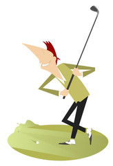 Poster - Smiling golfer illustration isolated. Smiling golfer aiming to do a good kick
