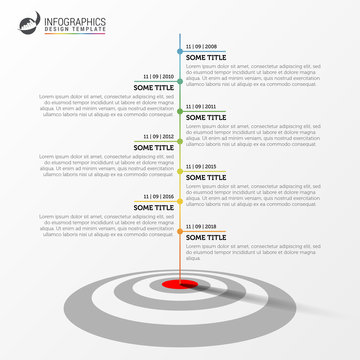 Infographic design template. Timeline concept with target
