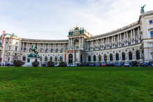 VIew Of Imperial Palace Hofburg In Heldenplatz Square In The Centre Of Vienna, Famous Place Of Austria.