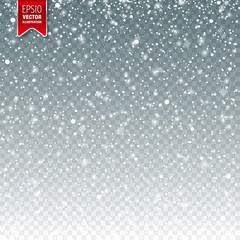 Aufkleber - Snow with snowflakes. Winter background for Christmas or New Year holidays. Falling snow effect. Frost storm, snowfall, ice.
